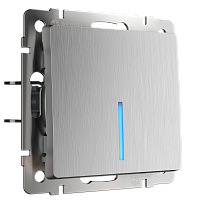 W1110109/ Выключатель одноклавишный с подсветкой (cеребряный рифленый) W1110109