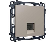 Комплект механизма компьютерной розетки RJ-45 экранированной с автоматической защитной шторкой ALFA Серо-бежевый матовый QUANT (AP3720,VM185) MA372005