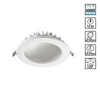 358276 SPOT NT19 556 белый Встраиваемый светильник IP20 LED 4000K 12W 100-240V GESSO