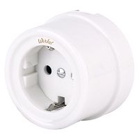 Розетка с заземлением белый ретро W5671001