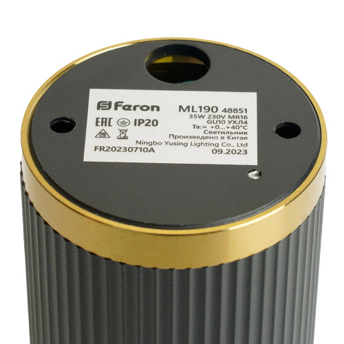 Светильник потолочный Feron ML190 Barrel GATSBY MR16 GU10 35W 230V, черный + античное золото фото 7