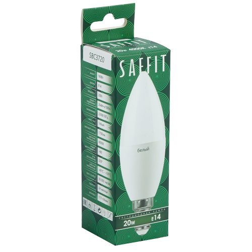 Лампа светодиодная SAFFIT SBC3720 Свеча E14 20W 230V 4000K фото 4 Лампа светодиодная SAFFIT SBC3720 Свеча E14 20W 230V 4000K фото 4