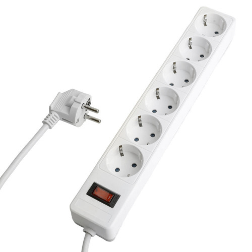 Сетевой фильтр 6-местный с/з STEKKER HM20-61-02 3x1мм2, 1,8 м, серия Optima, белый