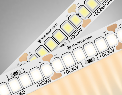 Светодиодная лента 24В 2835 240Led 22Вт/м 3000K IP20 5м