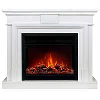 Каминокомплект MARCO/СМАРТ Белый матовый с очагом Электроочаг MOONBLAZE LUX/МУНБЛЕЙЗ