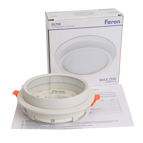 Светильник встраиваемый Feron DL704 потолочный GX70 белый круг IP44 фото 10