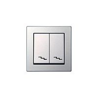 Переключатель двухклавишный Liregus серебро 28-179