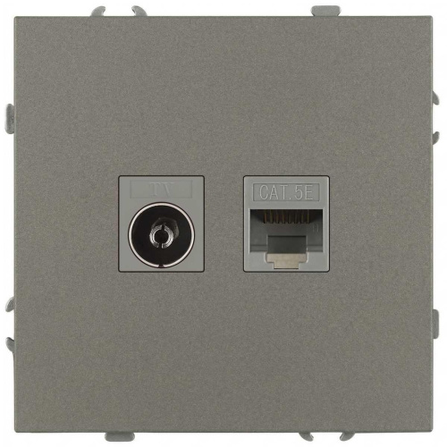Розетка ЭРА Galaxy 15-3110-07 комбинированная RJ45+TV IP20 титан Б0070788 Розетка ЭРА Galaxy 15-3110-07 комбинированная RJ45+TV IP20 титан Б0070788