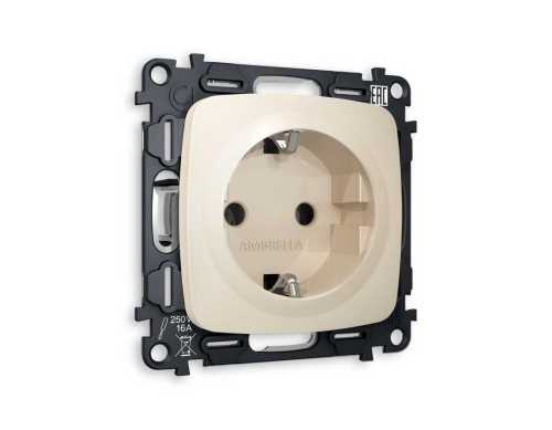 Комплект механизма электрической розетки AMBRELLA VOLT OMEGA Бежевый матовый с/з на винтовых зажимах QUANT (OP3260, VM141) MO326010