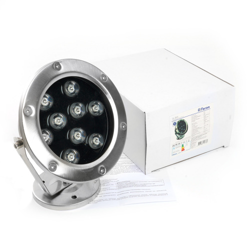 Светодиодный прожектор подводный Feron LL-824, 9W, AC24V, низковольтный, RGB, металлик, 143*75*170mm, IP68 фото 7