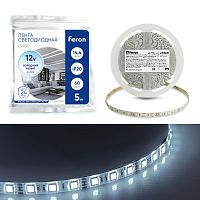 Светодиодная LED лента Feron LS606, 60SMD(5050)/m 14.4W/m 12V 5m 6500К