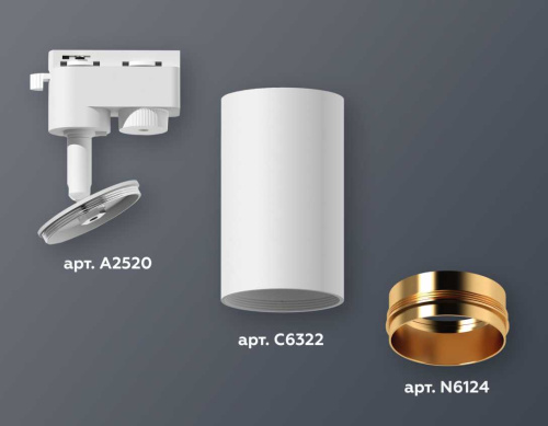 Комплект трекового светильника Ambrella light Track System XT6322044 SWH/PYG белый песок/золото желтое полированное (A2520, C6322, N6124) фото 5