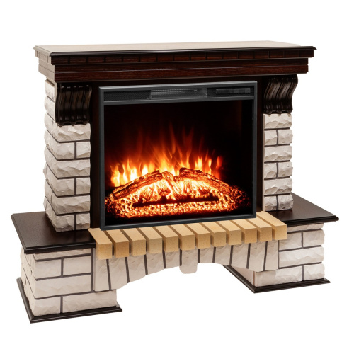 Каминокомплект COUNTRY/БРУКЛИН Античный дуб с очагом Электроочаг AQUAMARINE/АКВАМАРИН 26 фото 2