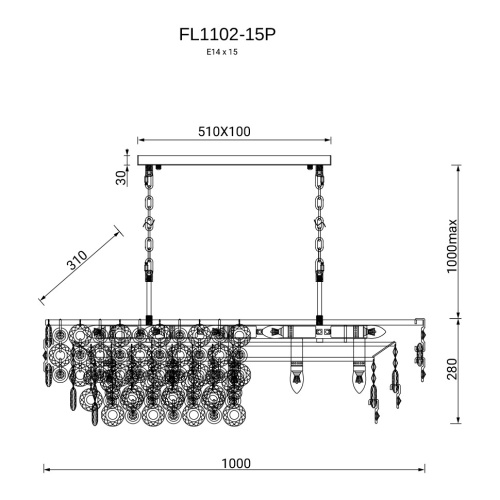 Люстра подвесная Сampanella FL1102-15P фото 2 Люстра подвесная Сampanella FL1102-15P фото 2
