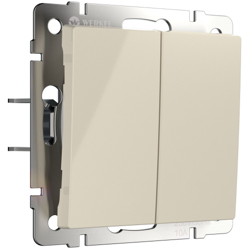 Выключатель двухклавишный с самовозвратом (слоновая кость) W1122403 Выключатель двухклавишный с самовозвратом (слоновая кость) W1122403