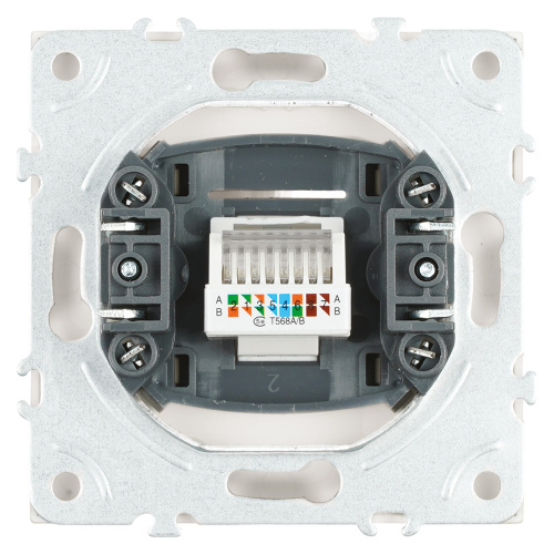 Розетка компьютерная 1-местная RJ-45 (механизм), STEKKER, серия Эмили, RST00-5117-01, белый фарфор, soft touch фото 2