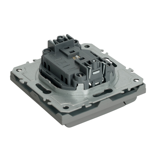 Розетка 1-местная с крышкой с защ. штор, STEKKER, б/з, IP42, 250В, 16А, серия Эмили, RST16-5113-10, платиново-серый, soft touch фото 10