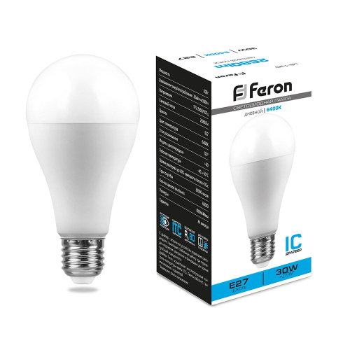 Лампа светодиодная Feron LB-130 Шар E27 30W 175-265V 6400K фото 2