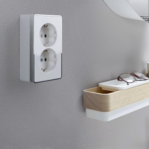 Розетка двойная с заземлением Gallant белая W5072101 фото 2