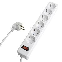 Сетевой фильтр 6-местный с/з STEKKER HM20-61-03 3x1мм2, 3 м, серия Optima, белый