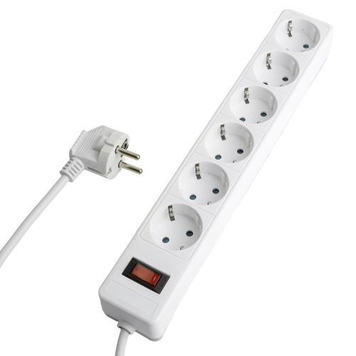 Сетевой фильтр 6-местный с/з STEKKER HM20-61-03 3x1мм2, 3 м, серия Optima, белый