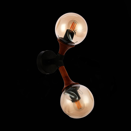 SLE109401-01 Светильник настенный Черный, Темное дерево/Прозрачный, Янтарный E27 2*60W RAQUEL фото 7