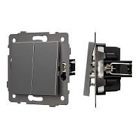 Механизм выключателя двухклавишный самовозвратный SWT-MKR2-PL-GR-V (250V, 10A) Arlight 049885