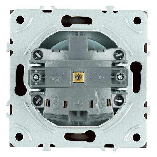 Розетка 1-местная с крышкой с защ. штор, STEKKER, с/з, IP42, 250В, 16А, серия Эмили, RST16-5112-05, черный уголь, soft touch фото 6