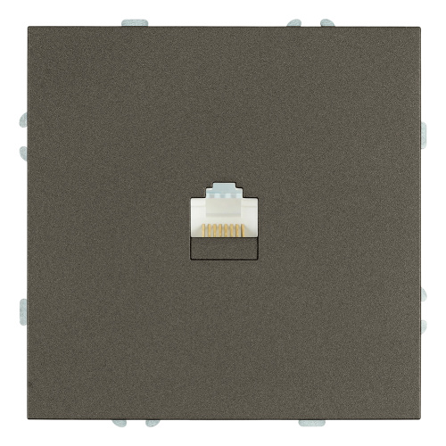 Розетка компьютерная 1-местная RJ-45 (механизм), STEKKER, серия Эмили, RST00-5117-09, антрацит, soft touch