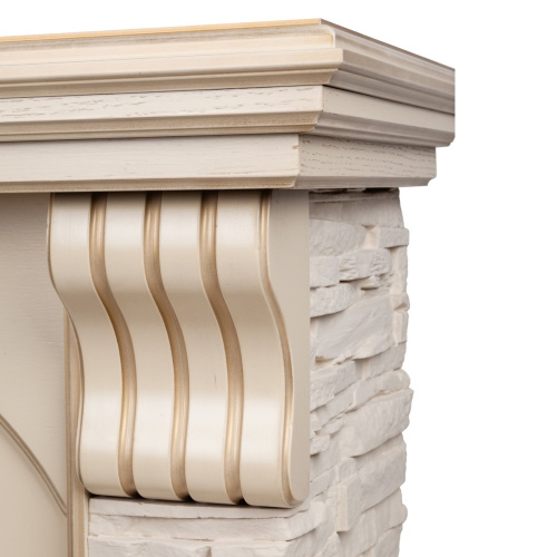 Каминокомплект ATHENA/АТЛАНТА Бежевый дуб с золотой патиной с очагом Электроочаг MAJESTIC LUX/МАДЖЕСТИК фото 5