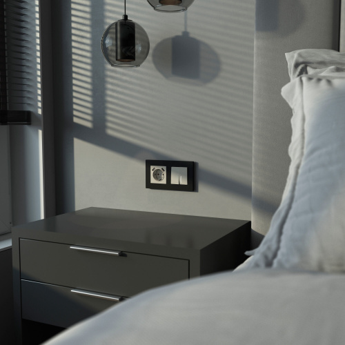 Выключатель двухклавишный с подсветкой (дымчатый) W1220104 фото 2