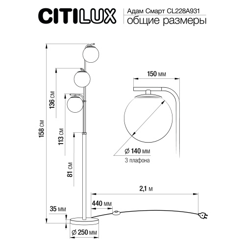 Citilux Адам Смарт CL228A931 RGB LED Умный торшер Матовый Хром фото 20 Citilux Адам Смарт CL228A931 RGB LED Умный торшер Матовый Хром фото 20