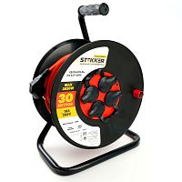 Удлинитель на катушке Stekker STD03-44-30 Standart 4-местный с/з ПВС 3*1,5, оранжевый, 16А, IP44, 30м (80102)