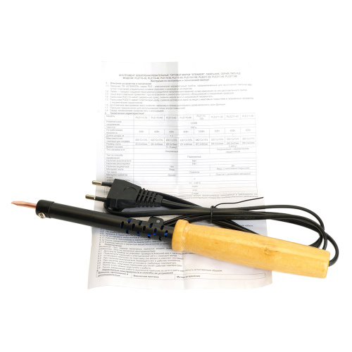 Паяльник с деревянной ручкой 40W, нихромовый нагреватель, долговечное жало, 230В, STEKKER  PLE110-40 фото 6