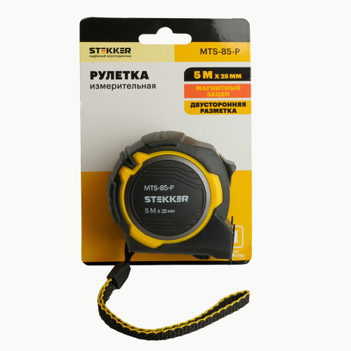 Рулетка, 5 м х 25 мм, магнит, II класс точности, двухстороннее нанесение, STEKKER MTS-85-P фото 4