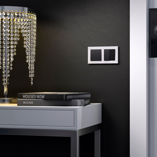 Выключатель двухклавишный проходной (черный матовый) W1122008 фото 5