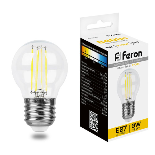 Лампа светодиодная Feron LB-509 Шарик E27 9W 230V 2700K