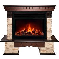 Каминокомплект ROCKLAND/ЧЕЛСИ Античный дуб с очагом Электроочаг MOONBLAZE LUX/МУНБЛЕЙЗ