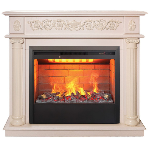 Электрокамин RealFlame Attica WT айвори с очагом 3D Helios 26 Электрокамин RealFlame Attica WT айвори с очагом 3D Helios 26