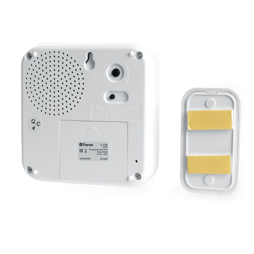 Звонок дверной беспроводной Feron E-378 Электрический 10 мелодий белый с питанием от батареек фото 2
