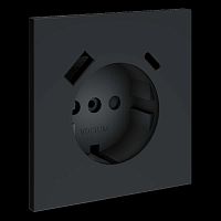Накладка для розетки с заземлением и защитными шторками с USB A+C S70 (графит) Voltum VLS001007