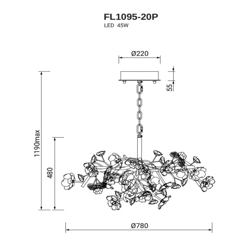 Люстра подвесная Sauvage FL1095-20P фото 2 Люстра подвесная Sauvage FL1095-20P фото 2