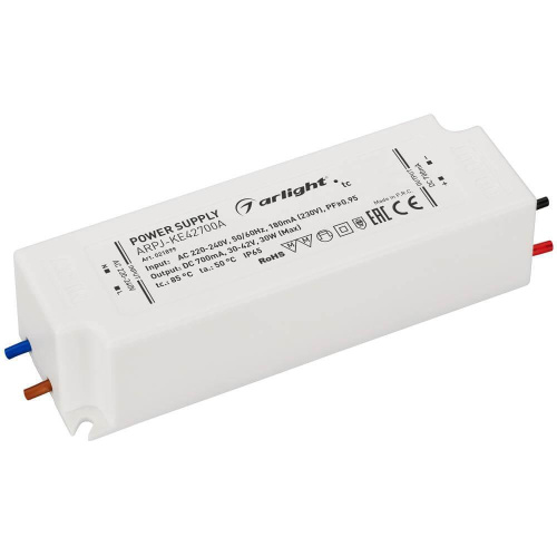Драйвер Arlight ARPJ-KE42700A 30-42V 30W IP65 0,7A 021899 Драйвер Arlight ARPJ-KE42700A 30-42V 30W IP65 0,7A 021899