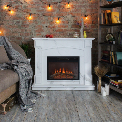 Каминокомплект CAROLINA/БОСТОН Мрамор Каррара с очагом Электроочаг KENDAL/КЕНДАЛ 24 фото 5