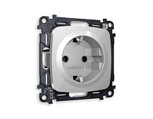 Комплект механизма электрической розетки AMBRELLA VOLT OMEGA Серебро глянец с/з на винтовых зажимах QUANT (OP4060, VM141) MO406010