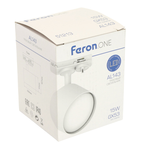 Светильник Feron.ONE AL143 трековый однофазный на шинопровод под лампу GX53, белый фото 2