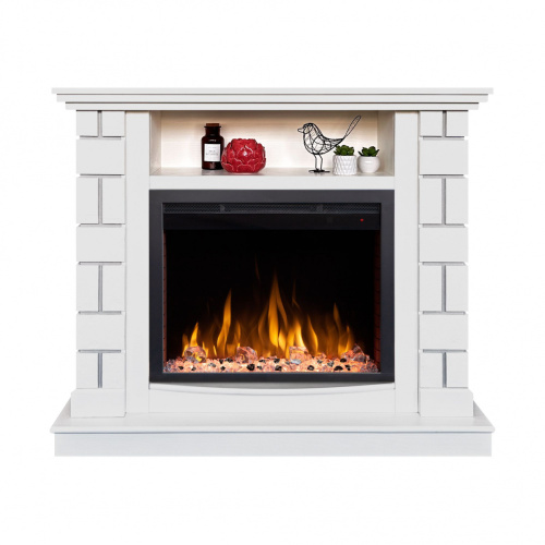 Электрокамин RealFlame Edward WT молочный с очагом Saphir 25,5 Электрокамин RealFlame Edward WT молочный с очагом Saphir 25,5