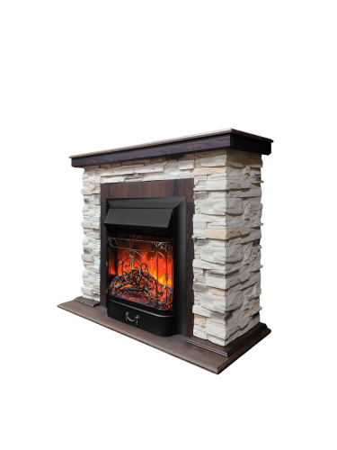 Каминокомплект НОРД Орех фактурный с очагом Электроочаг MAJESTIC LUX/МАДЖЕСТИК фото 2