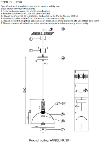 Crystal Lux Светильник подвесной Crystal Lux ANGELINA SP1 NICKEL фото 2