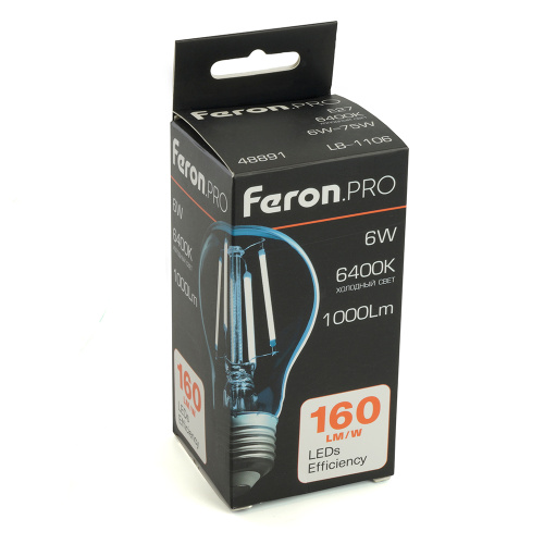 Лампа светодиодная Feron.PRO LB-1106 Шар E27 1000LM 6W 175-265V 6400K фото 2